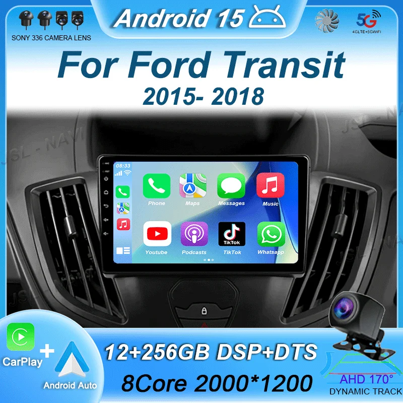 

Android 15 Carplay Auto WIFI+4G For Ford Transit 2015 2016 2017 2018 Car Radio Multimedia GPS Player Stereo Head Unit 2din Audio