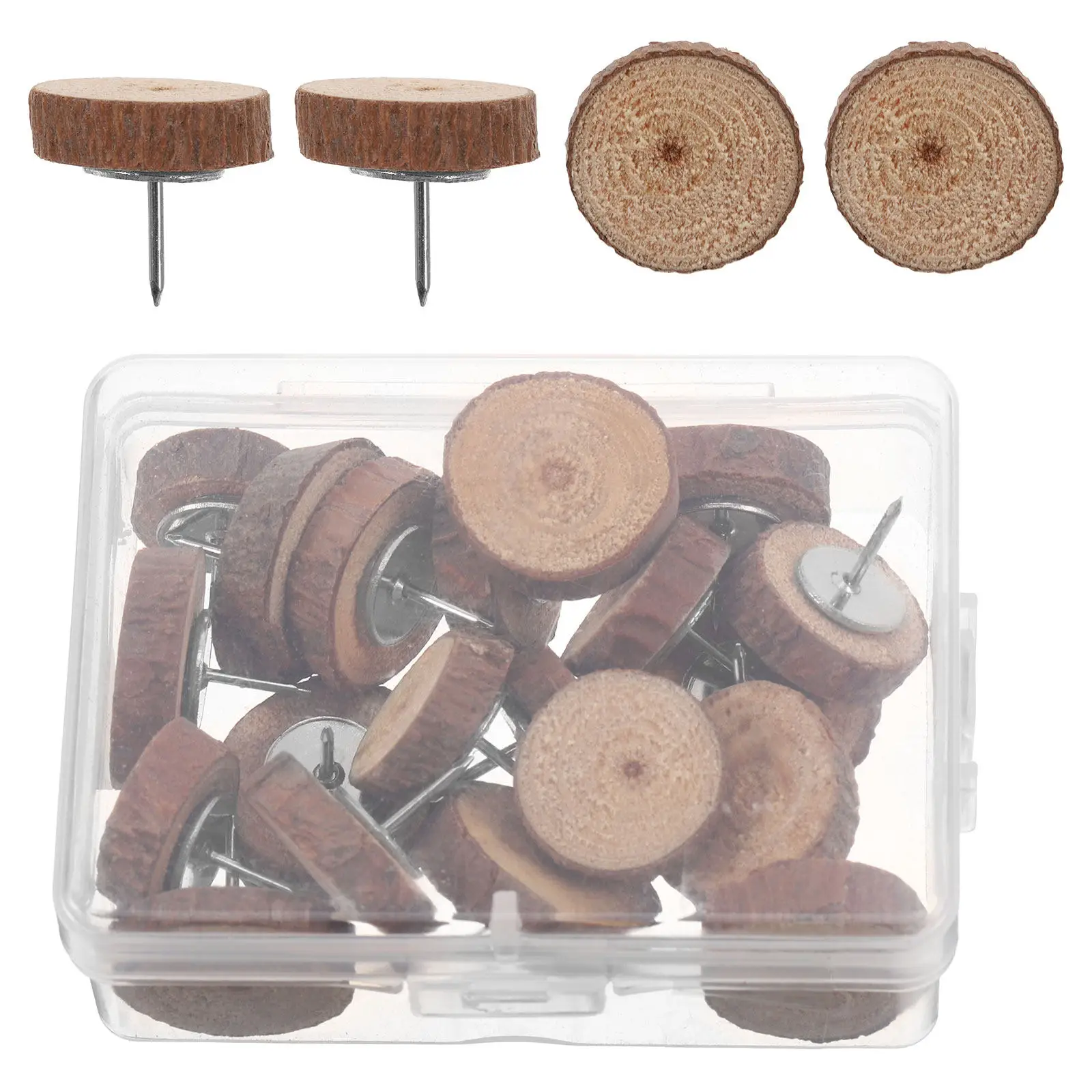 

20Pcs Decorative Push Pins Wooden Thumbtacks for Cork Board Bulletin Board Wall Mounting Secure Hold Reusable Small Pushpins Set