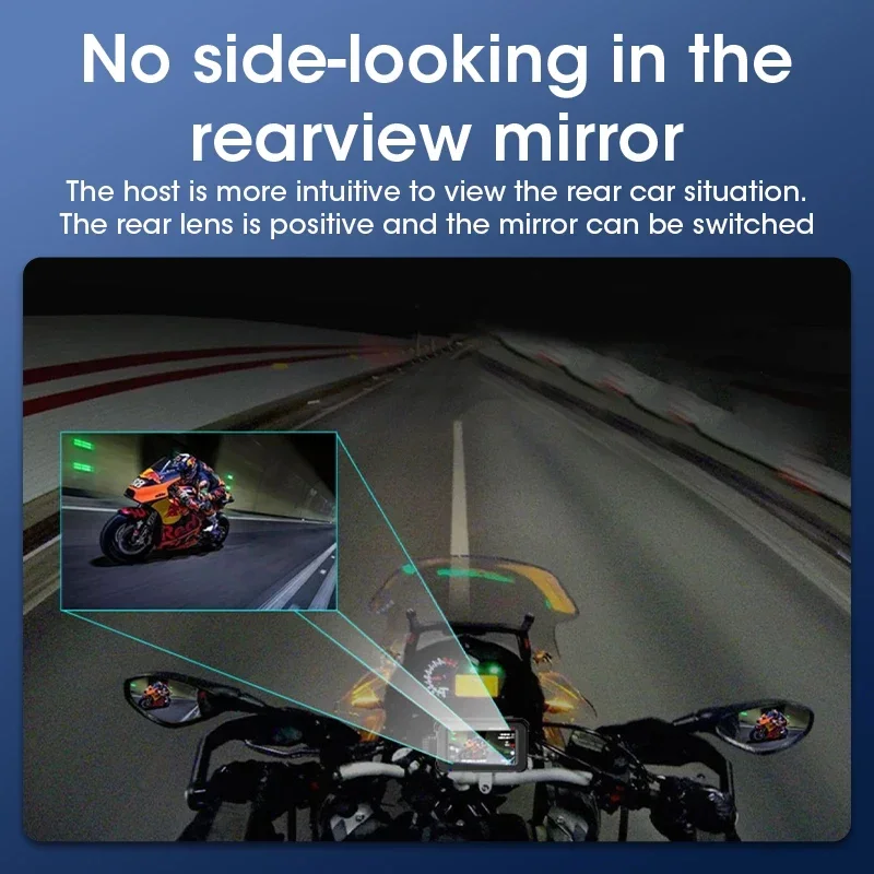 Vtopek-Motorcycle DVR Dash Cam ، مشغل سيارة لاسلكي ، أندرويد تلقائي بنظام تحديد المواقع والملاحة ، شاشة بلوتوث مقاومة للماء ، شاشة موتو ، 7 بوصة ، IPX7
