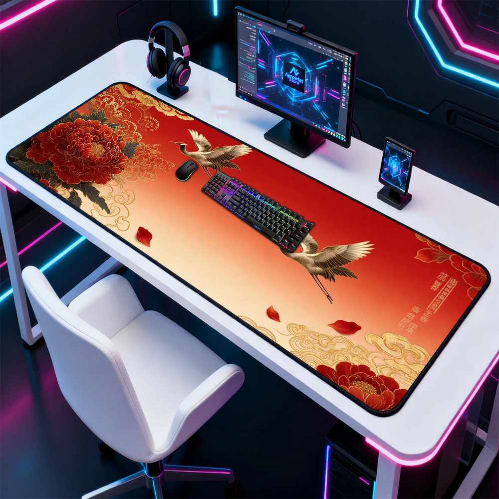 

Japanese Crane Mouse Pad Peony 120x60 Rubber Gaming Desk Slip Mat Floral Asian Art Non Large 1400x600 130x60 100x60 Mousepads
