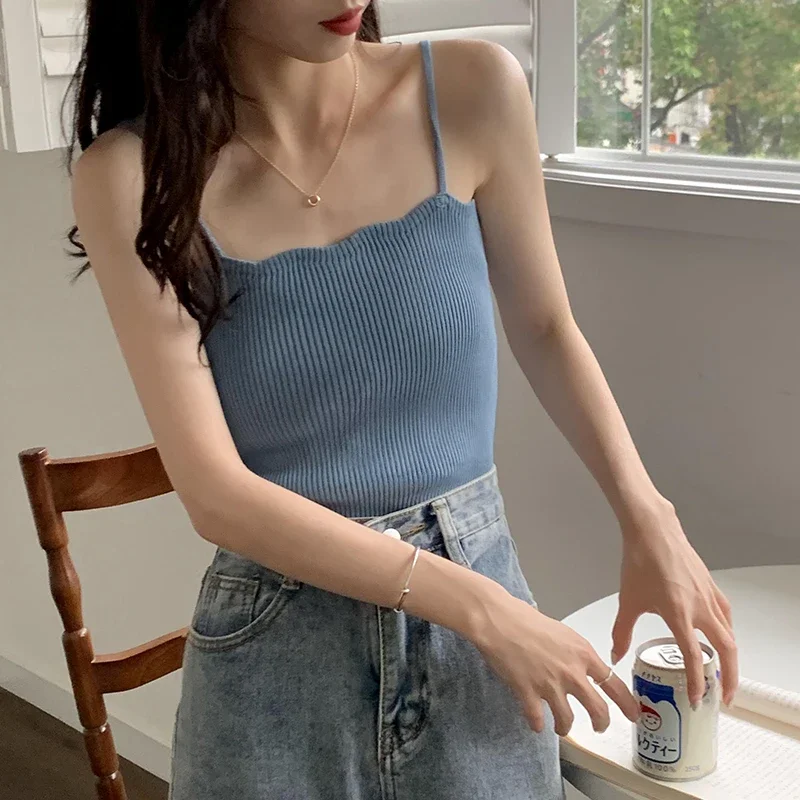 Koreanisches Einfaches Inneres Schichtungs-Tanktop, Lässiges Alltags-Top, Retro Koreanischer Stil, Gestricktes Damen-Camisole, Sommer 2026 Ärmelloses Slim-Fit-Oberteil – Detail 28