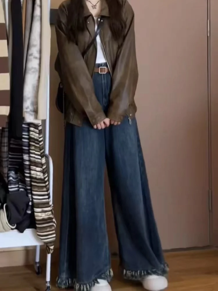 Pantalon à jambes larges pour femme, séchage rapide, coupe cintrée, urbain, Dopamine, cordon de serrage, ceintures, coureurs, fluide, épissé, rétro, été