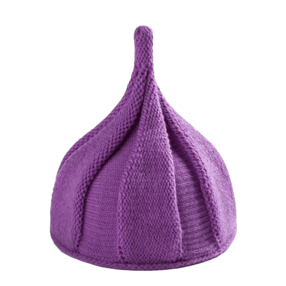 Fashion Spire Knitted Beanie Hat Twist Solid color Nipple Hat Warm Soft Pullover Hat Adult