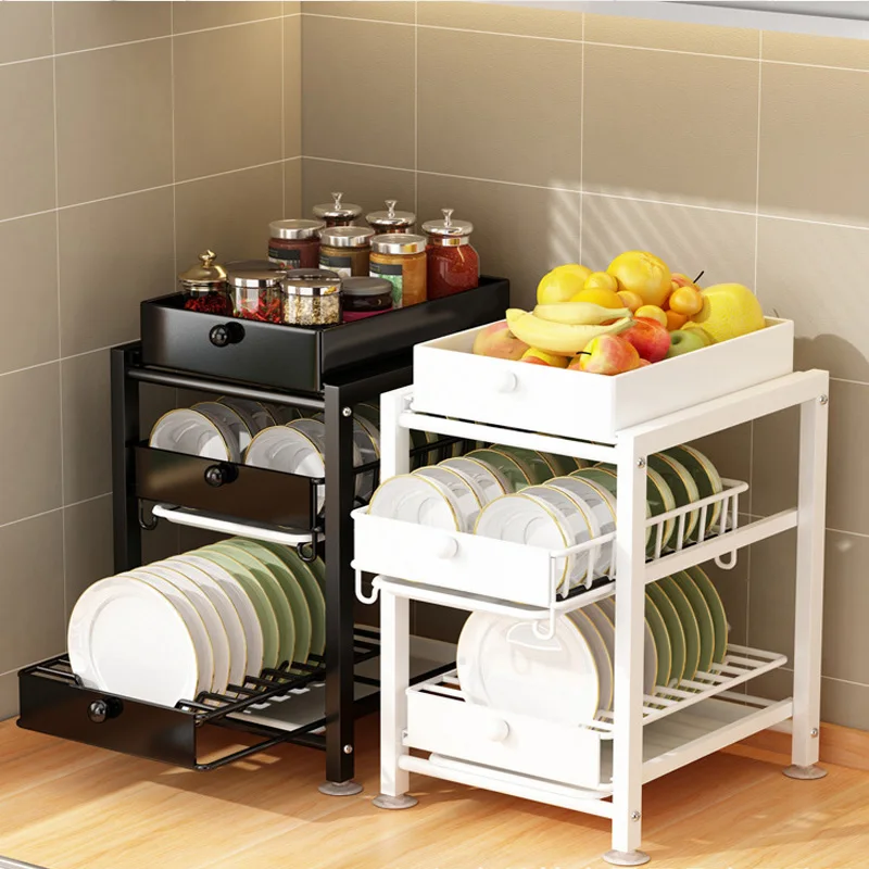 

Pull Out Dish Rack Drainer Home Countertop Multifunctional Shelf Dish Rack Chopsticks Organizer Cupboard For Kitchen