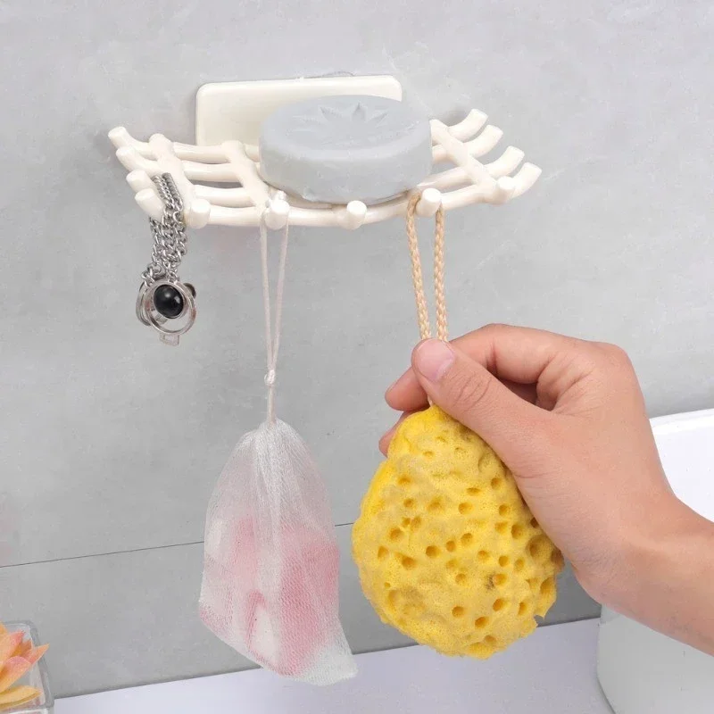 Soap Box Wall Mounted Drainage Shelf For Home Use No Punching High-end Bathroom New Soap Dish Rack Hooks For High-end Bathrooms