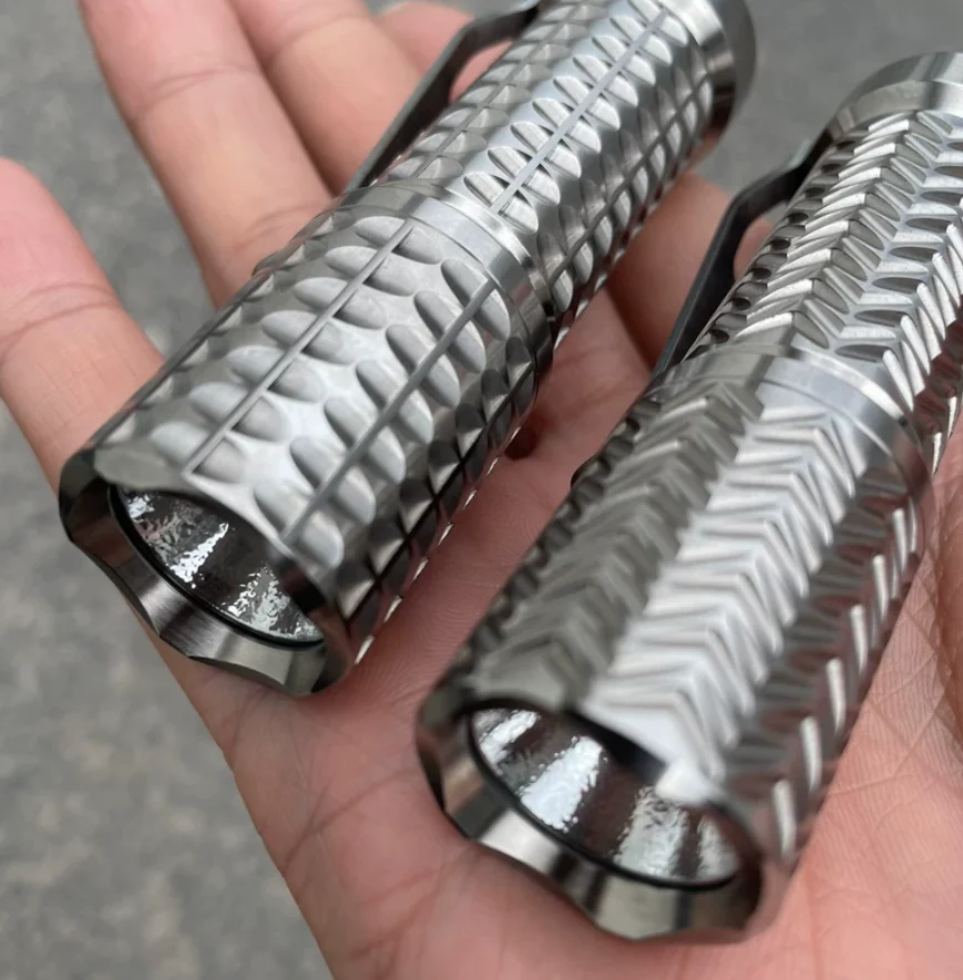Used EDC SupFire Titanium alloy flashlight Hanko clone universal dense array thread strong light Torch Lamp Decompression Toy
