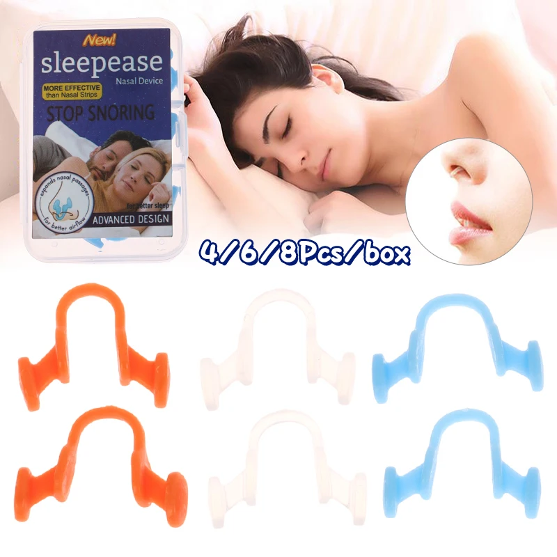 4/6/8Pcs Anti Snore Nasal Dilator Stop Snoring Silicone Nose Clip Easy Breath Nasal Clip StopSnoring Aid Device Improve Sleeping