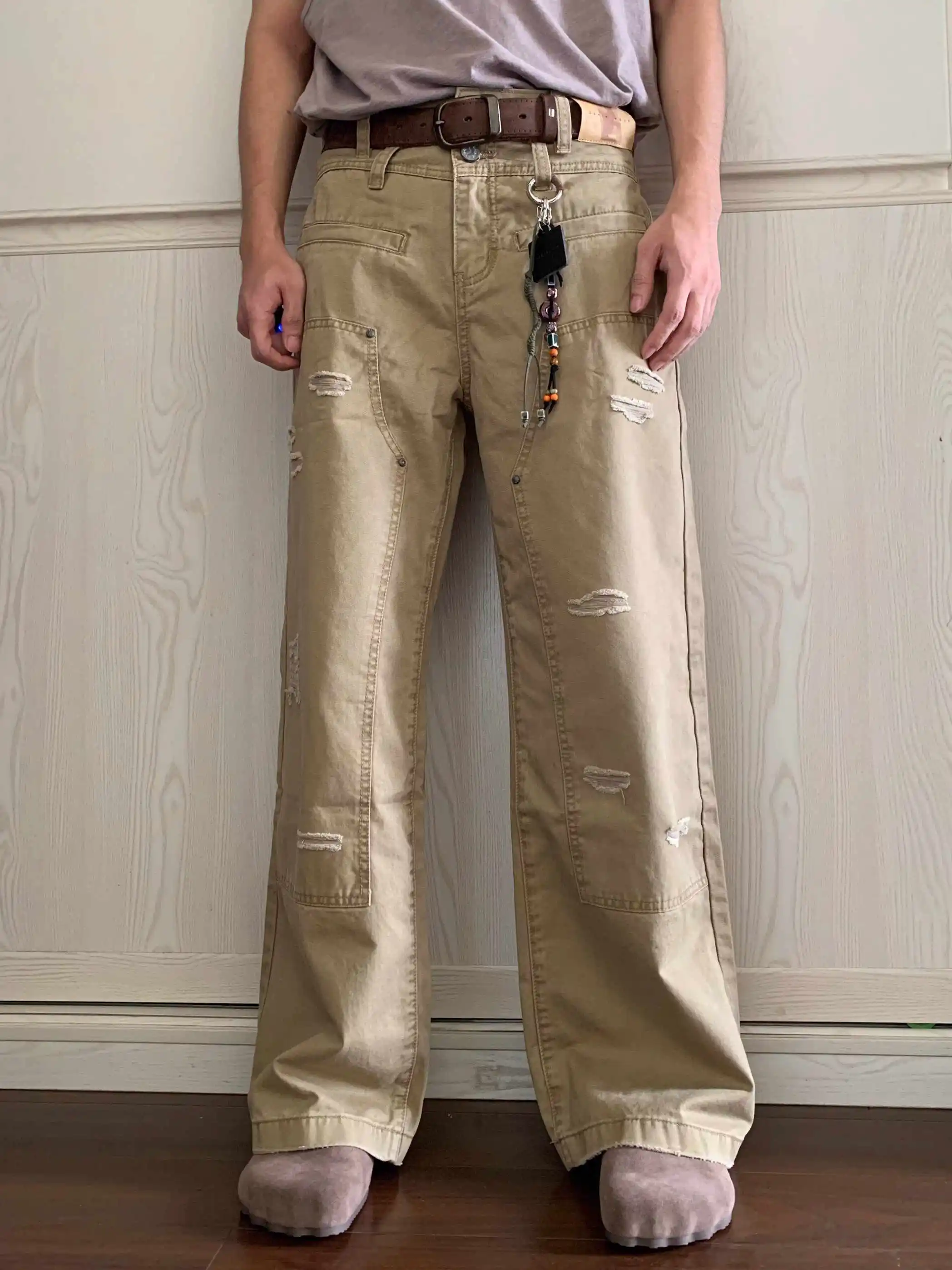 

2025 Y2K Коричневые женские джинсы с высокой талией, модная американская винтажная уличная одежда, широкие джинсы, женские джинсовые брюки, мешковатые джинсовые брюки