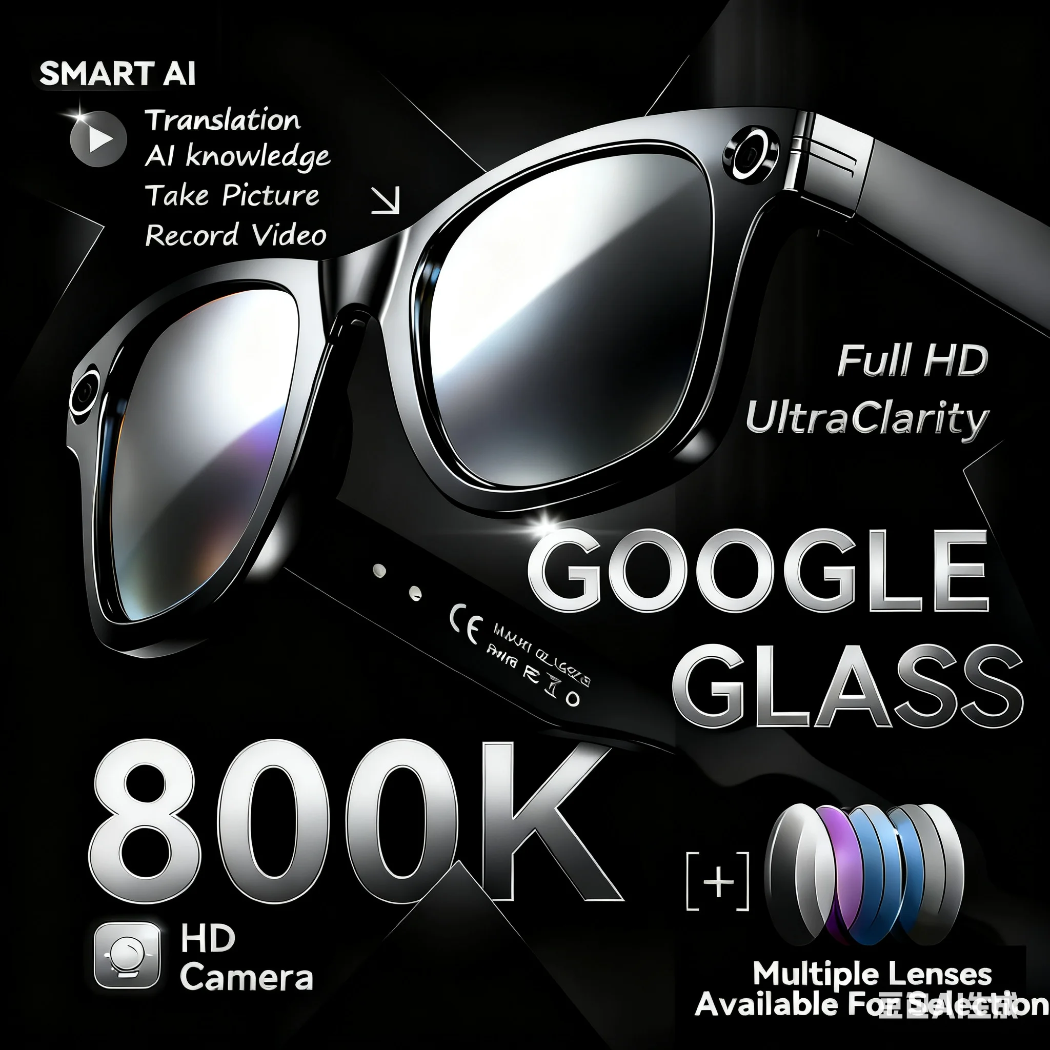 

2025 New Men Wome AI Smart Glasses Camera 4K UHD Video Recording Language Translation Bluetooth Call Music Wifi Mens Sunglasses