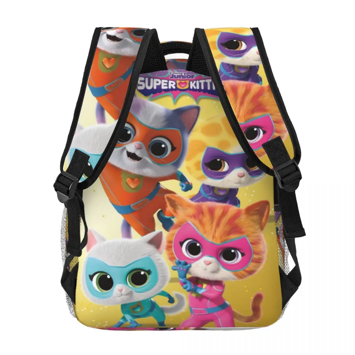 Disney Junior Mochila para meninas e meninos, grande capacidade, leve, impermeável, estudante, Superkitties, 17"