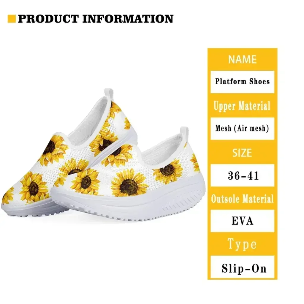 Women Swing Shoes Custom Image/Name/Logo Print Summer Mesh Slip On Wedges Tennis Platform Fitness Sneaker Dropshipp