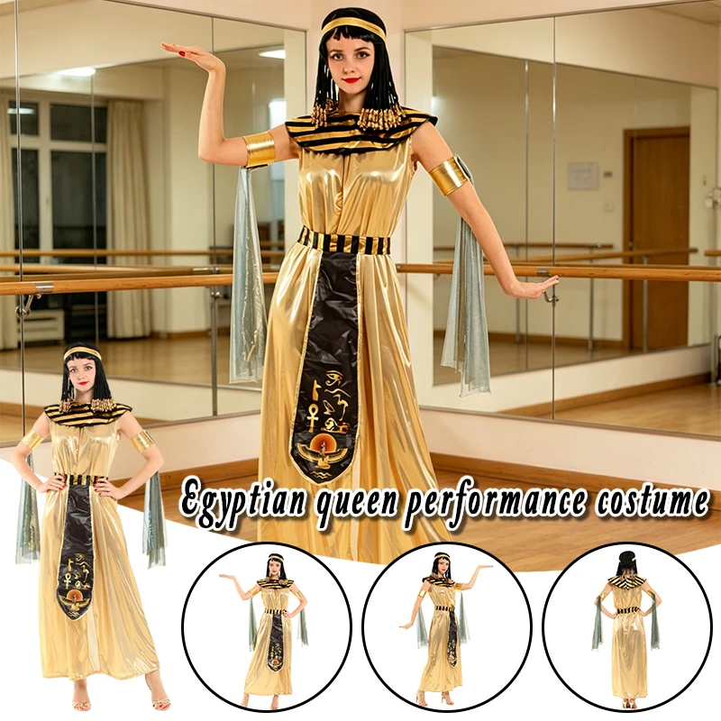 Women Egyptian Tie Dye Tunic Exotic Cosplay Costume Exaggerated Pattern Outfit for Halloween Carnival Theme Party