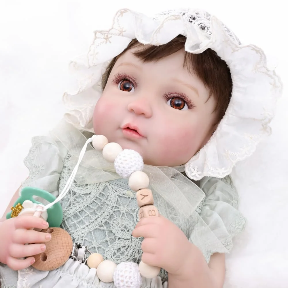 

Cloveray 20 Inch Full Vinyl Body Humanoid Doll with Lace Hat Kiera Rebirth Doll Cute Girl Dress-Up Toy Birthday Gift for Childre