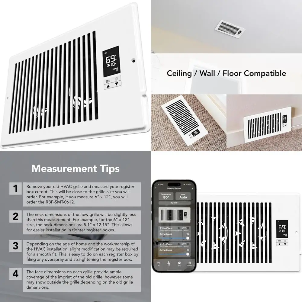 6 x 10 Ventiladores Inteligentes con Control de Velocidad, Ventilación Silenciosa y 10 Velocidades Ajustables