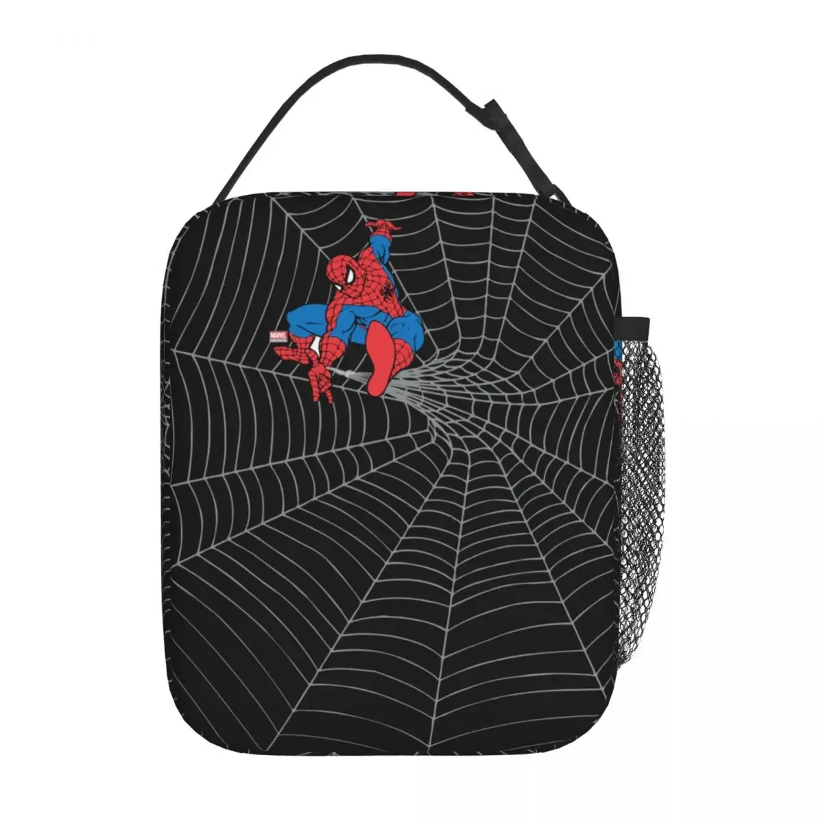 Spider-Man In Center Of Web Insulated Lunch Bags Portable Reusable Thermal Bag Tote Lunch Box School Outdoor Girl Boy