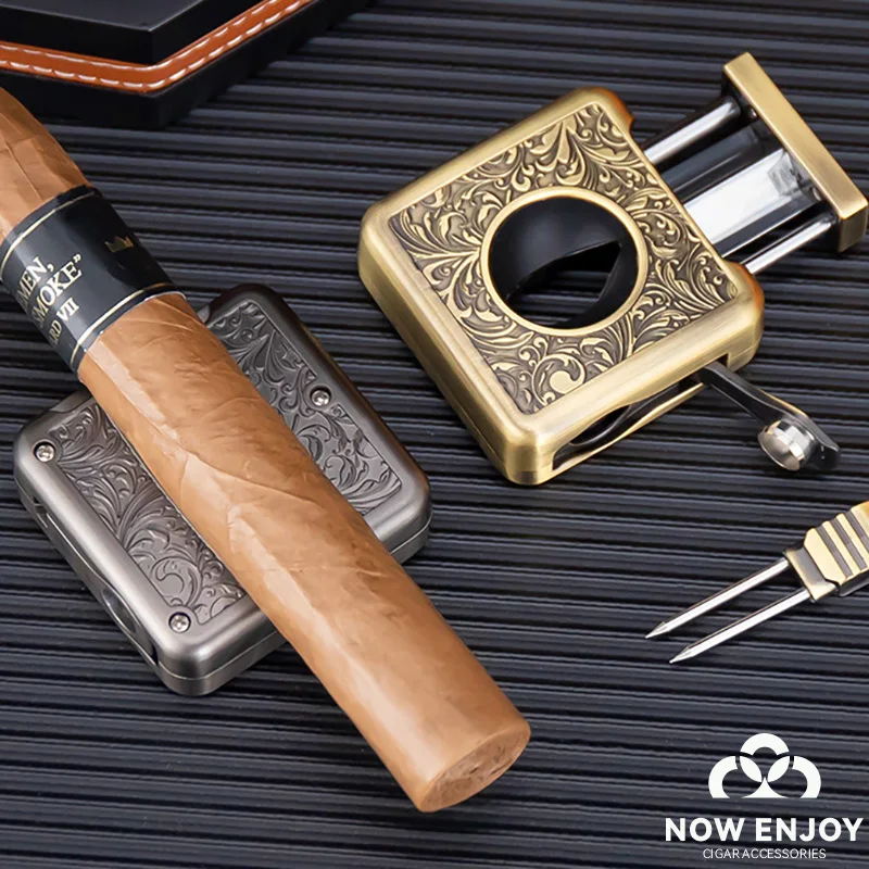 

NOW ENJOY Cigar Cutter4 in 1 Multifunction V Cut Cutter with Cigar Punch Cigar Holder and Twin Nubber Smoking Accessories