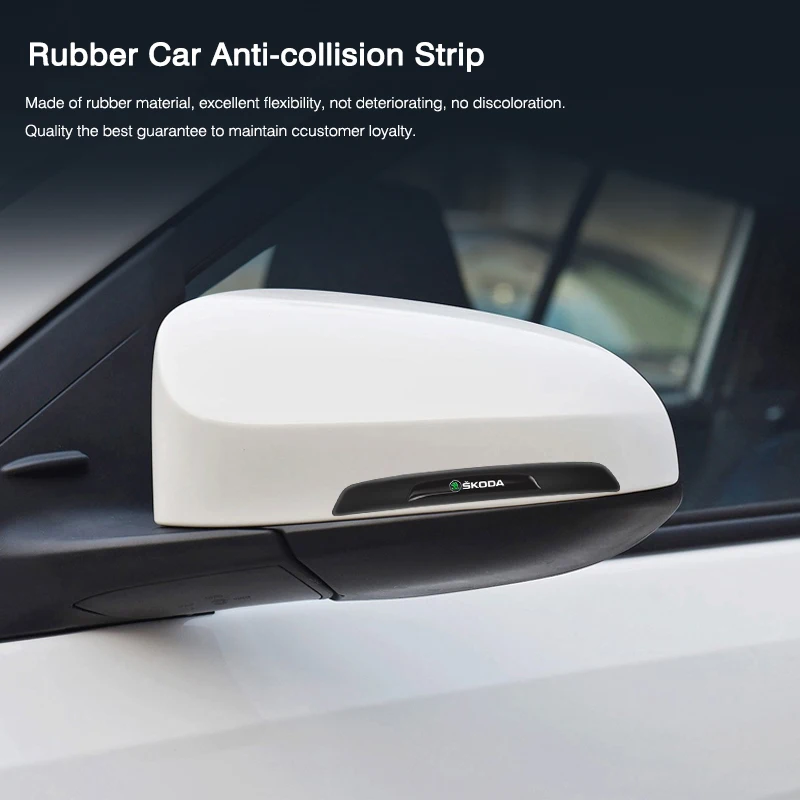 4Pcs Rubber Anti Collision Strip Car Door Rearview Mirror Protector Stickers For Skoda Octavia Rapid Kodiaq Superb Karoq Fabia