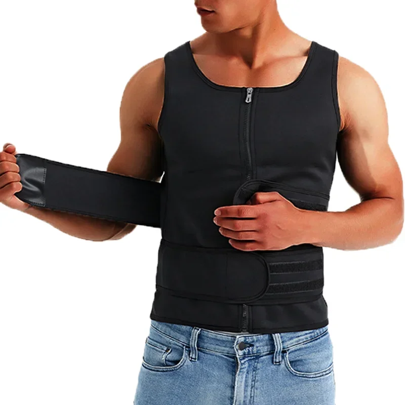 Men's Body Shaper Waist Trainer Sauna Sweat Vest Slimming Underwear Weight Loss Shirt Fat Burning Adjustable Workout Tank Tops