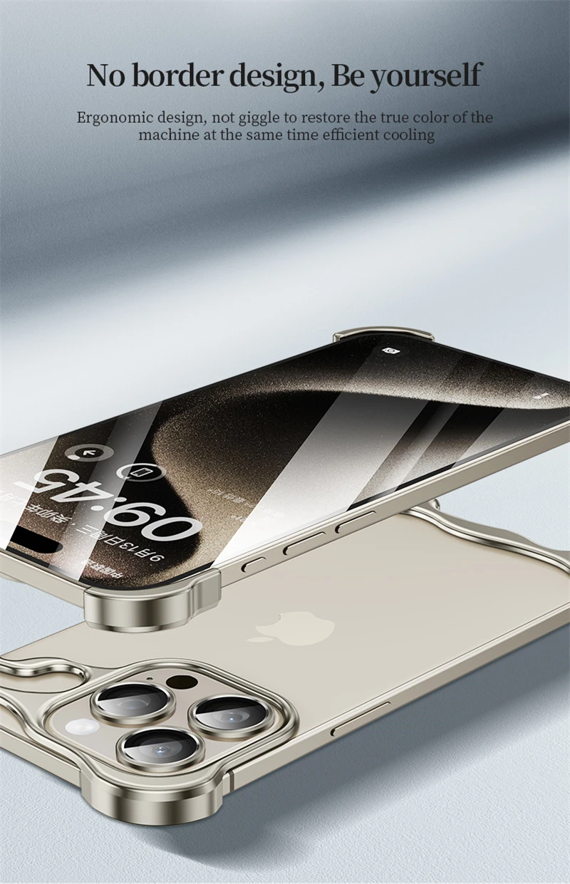 Casing Ponsel Tanpa Batas Logam Alien Mewah untuk iPhone 16 15 14 13 12 Pro Max Pelindung Lensa Penutup Belakang Campuran Aluminium Tahan Benturan