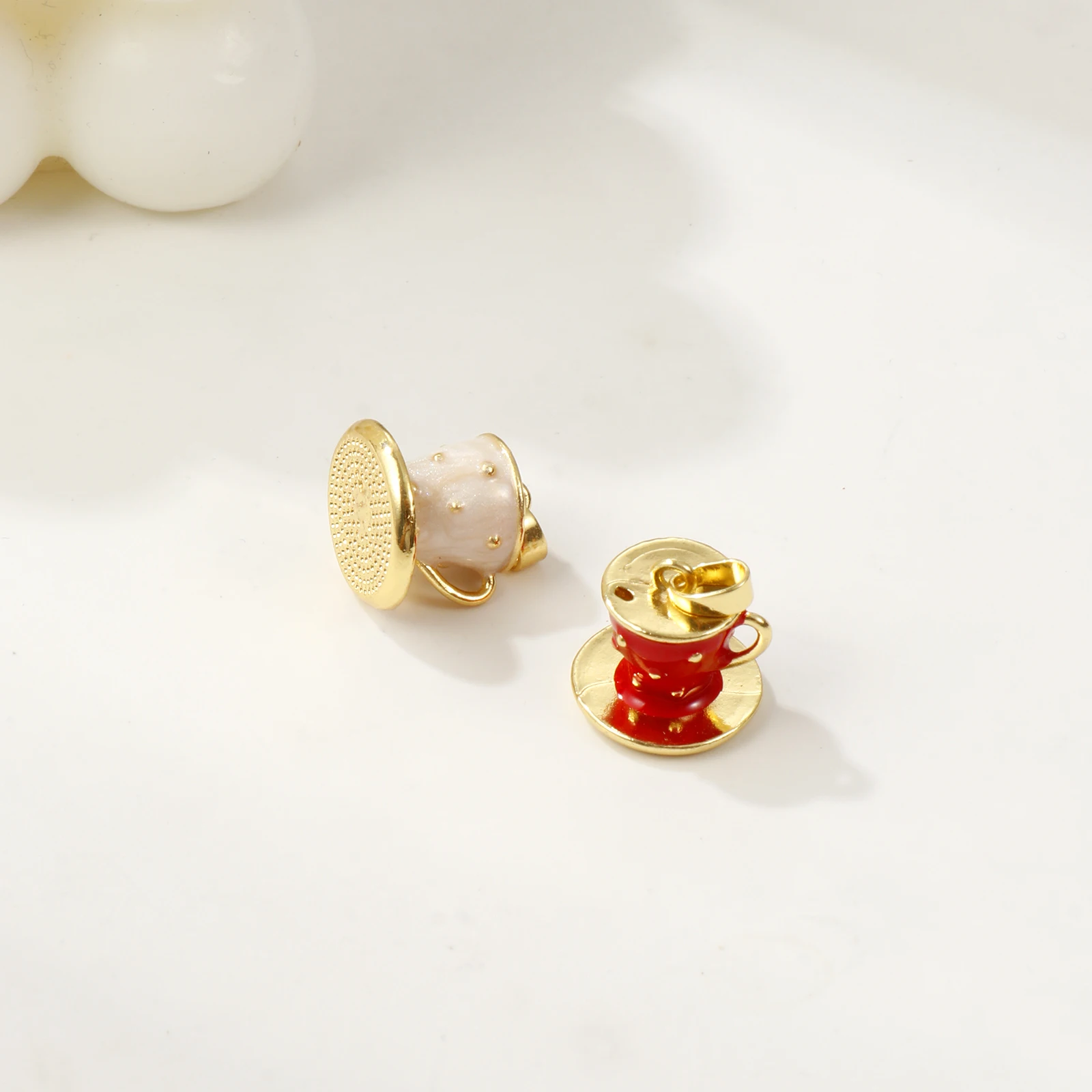 1 Piece Brass Tableware Charms 18K Gold Plated 3D Coffee Cup For DIY Jewelry Necklace Making Findings 18x14mm