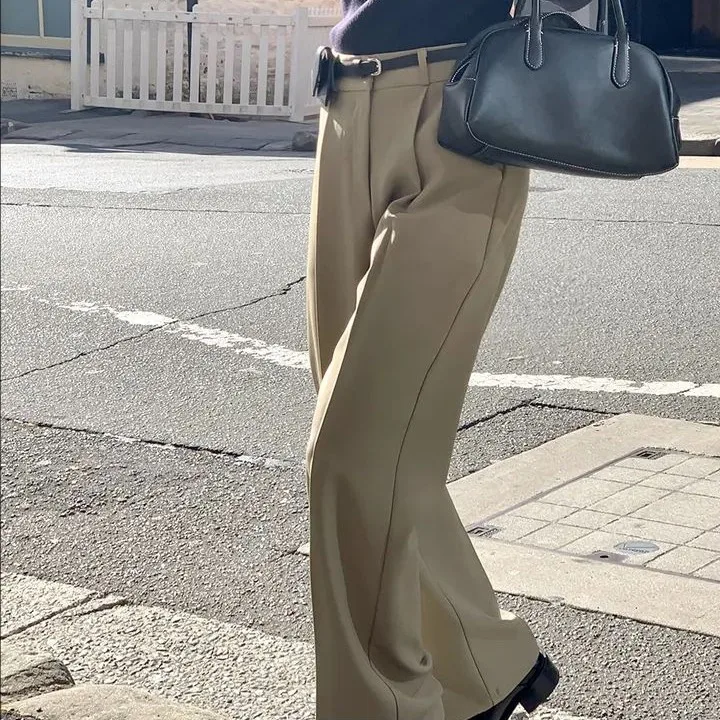 Candy Colored Commuter Casual Pants Loose Fit Versatile Straight Leg Trousers for Women mid High Waist Long Pants