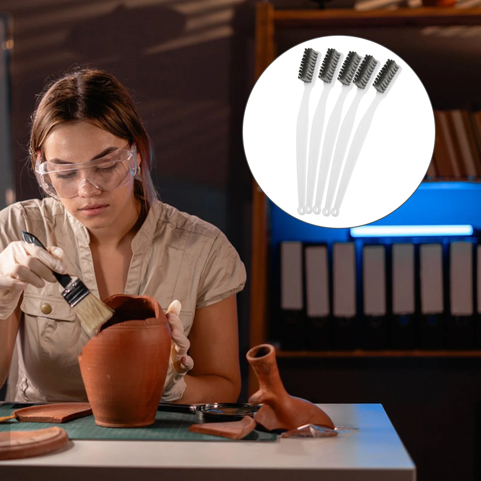 مجموعة فرش إزالة الصدأ مكونة من 10 قطع أداة تنظيف شديدة التحمل مع مقبض قوي لتلميع الشوايات وأعمال صيانة المعادن