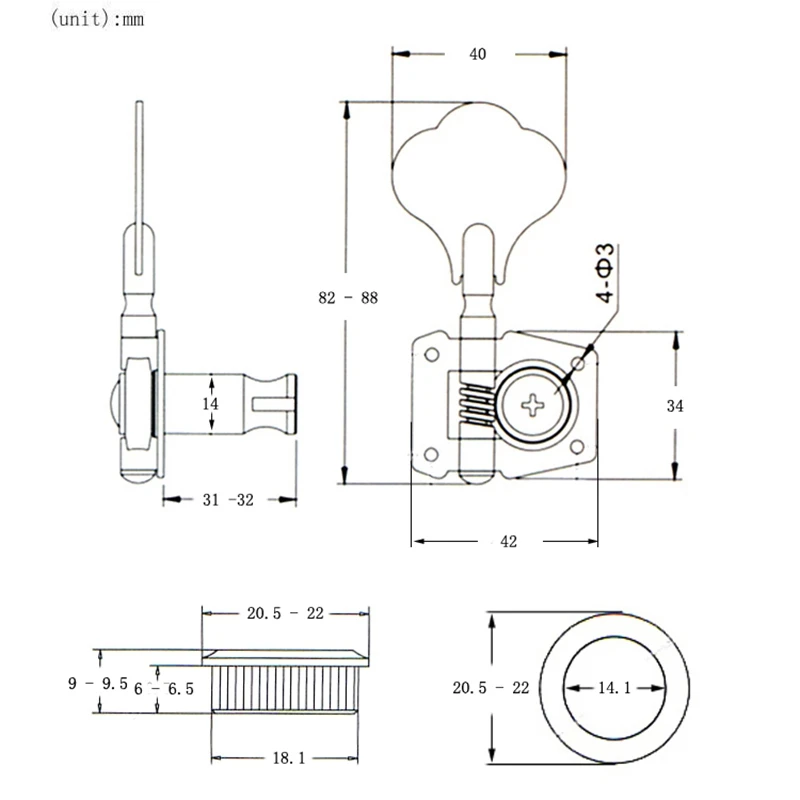 N17R 1 Juego de 5 uds. De clavijas de afinación de bajo de 5 cuerdas abiertas doradas, afinadores, cabezales de máquina, piezas de accesorios para instrumentos musicales, 4R1L