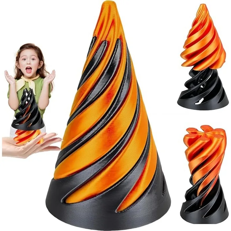 

3D печатная игрушка EDC, спиральный конус, игрушка-непоседа, двухсторонняя кинетическая мини-игрушка Vortex, игрушка для снятия стресса, дизайн пирамиды, подарок для детей