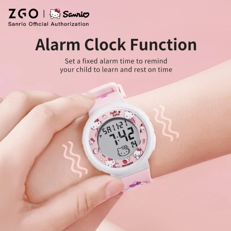 ZGO Sanrio Hello Kitty Kids Watch for Girls Cute Electronic Digital Wristwatch Waterproof and Luminous Watch Birthday Gift 8551