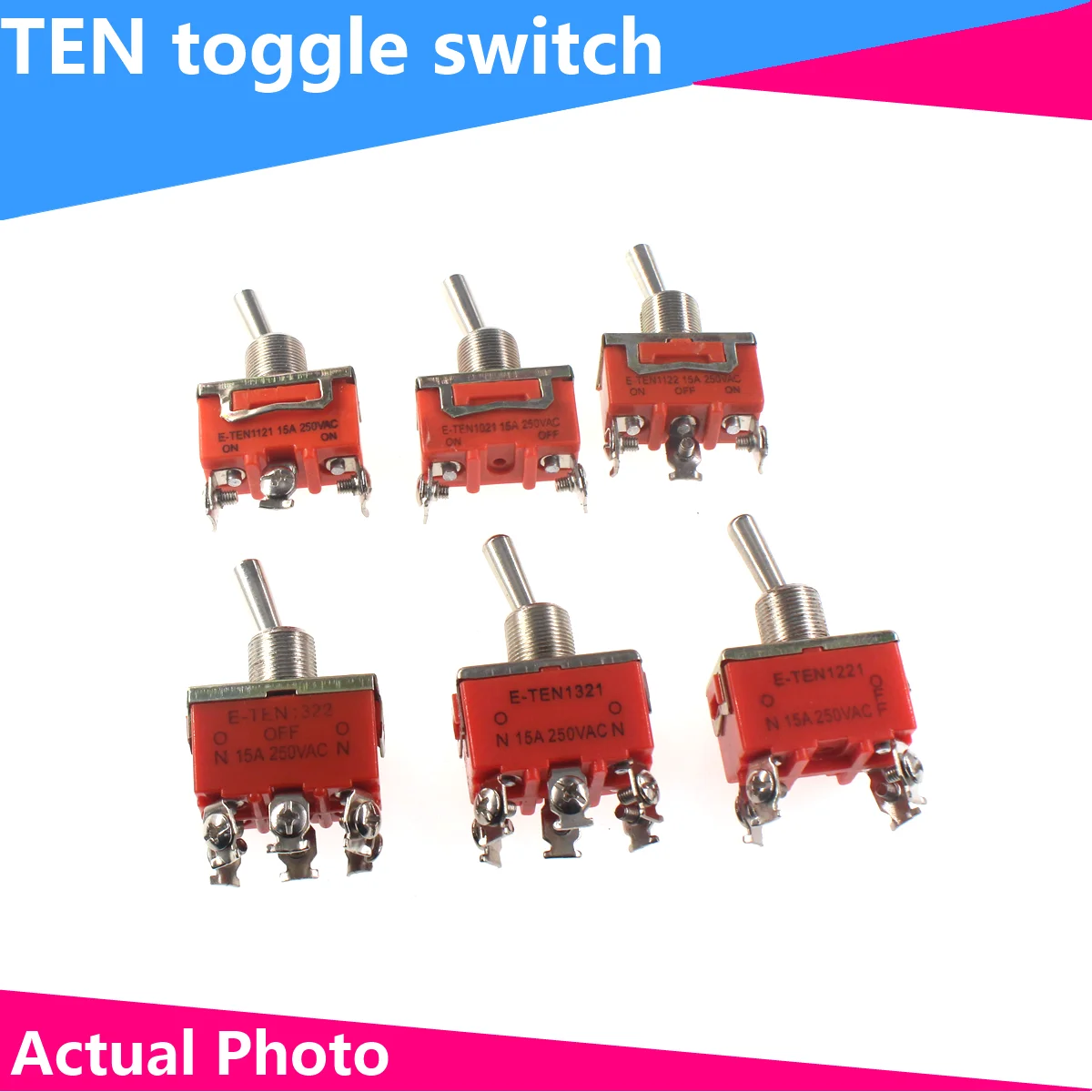 2PCS Toggle switch E-TEN1021 1121 1122 1221 1321 1322 15A 250VAC Rocker switch E-TEN1121 E-TEN1122 E-TEN1221 E-TEN1321 E-TEN1322