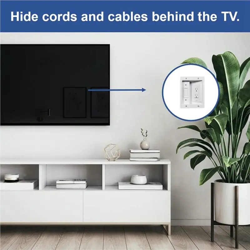 A93E-4X Recessed Outlet Box In Wall Cable Management Kit 15A 125V Hide TV Power Cables & Low Voltage Wires Behind The Wall