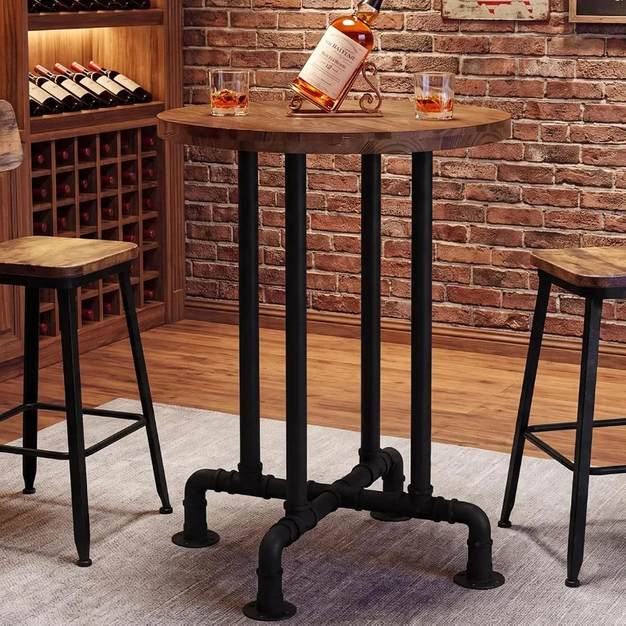Solid Wood Round Bar Table, 37.4