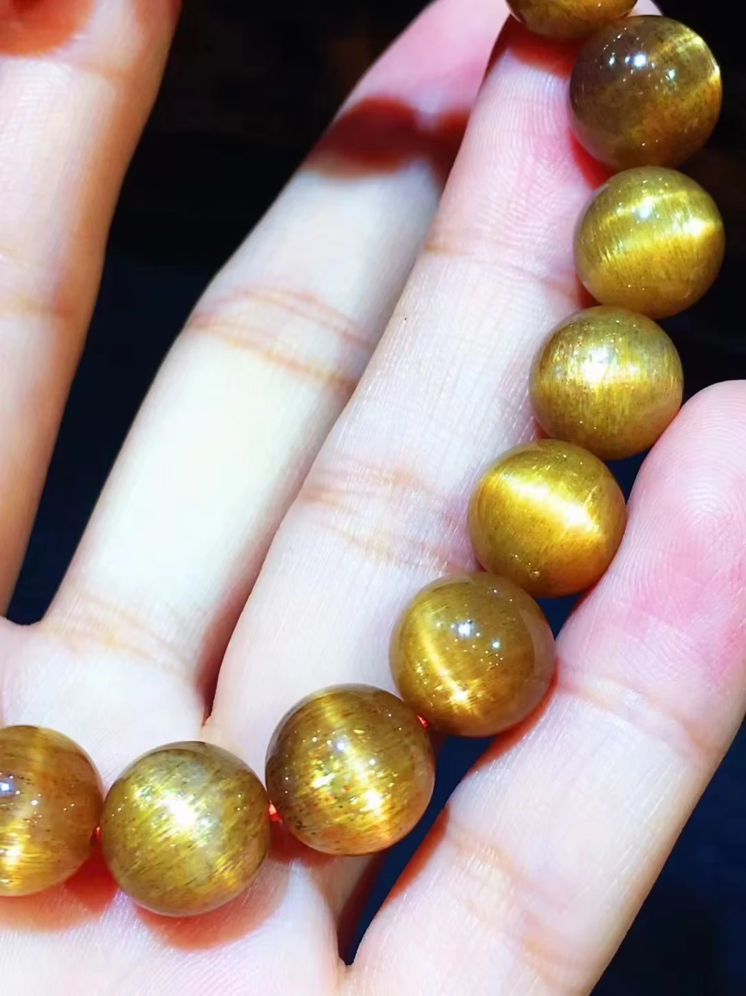الطبيعية البرتقال الذهب Sunstone Moonstone كبير الخرز سوار النساء الرجال 10.3 مللي متر تمتد ضوء فلاش كريستال واضح الخرز المستديرة AAAAAA