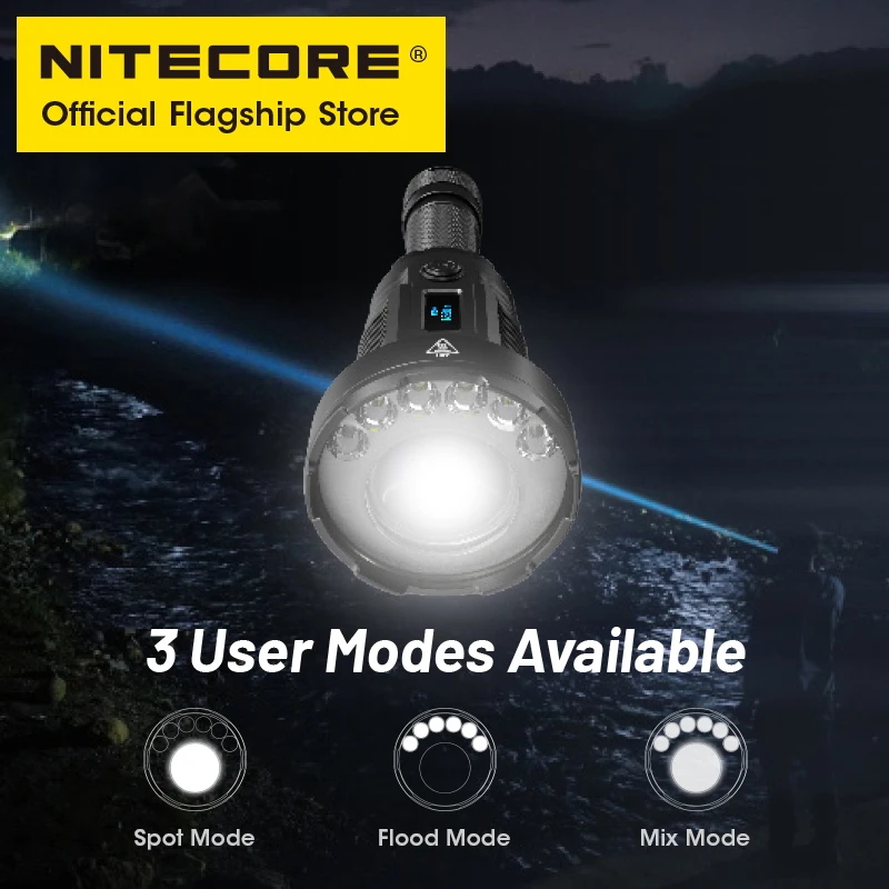 NITECORE P35i Long Range LEP Flashlight 1650 Meter 3000 Lumens USB-C Rechargeable Torch Light Spot Flooding Lights, RSW2i Remote