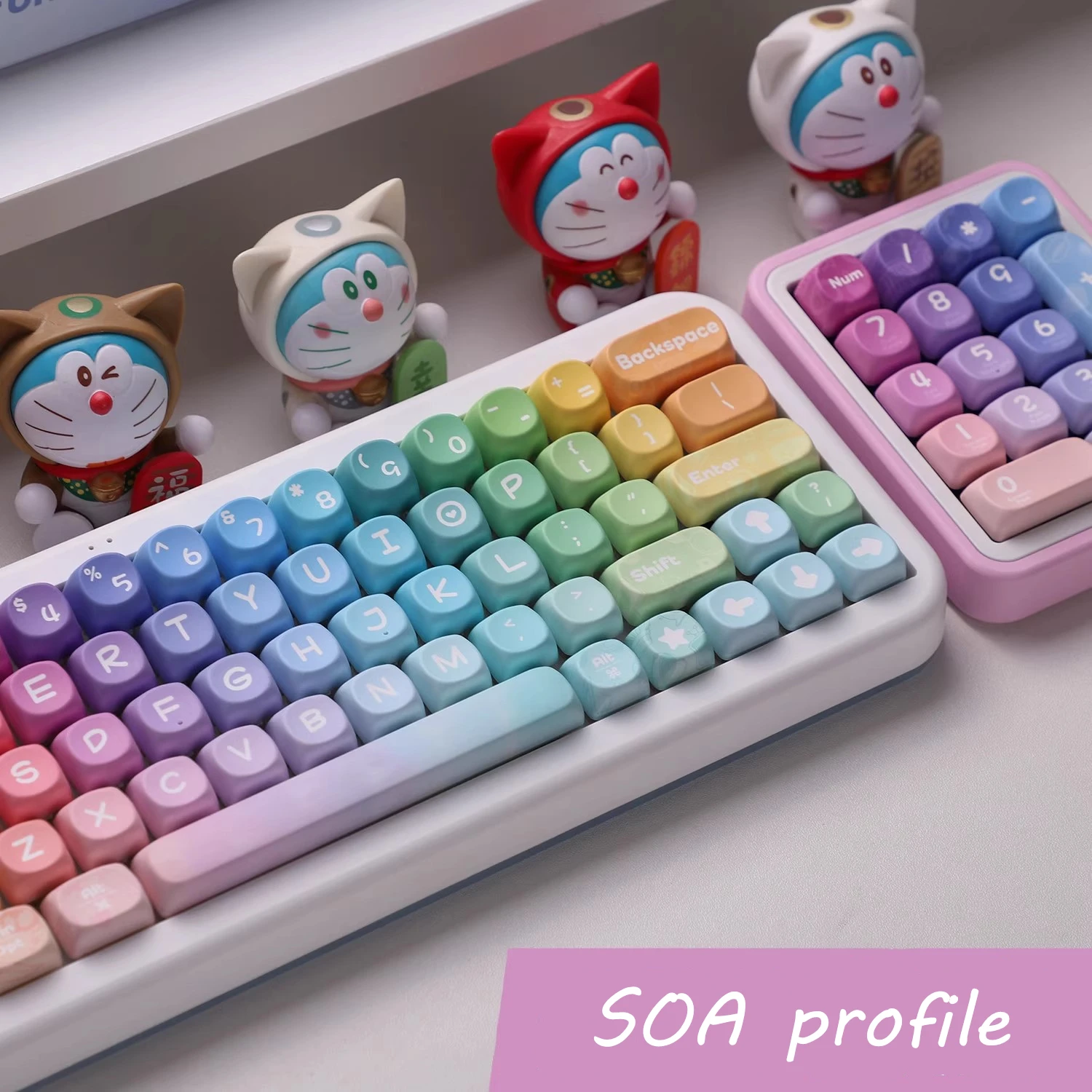 1 Set Childhood Fantasies Keycaps PBT Dye Sublimation Key Caps SOA Profile Rainbow Keycap For MX Switch Mechanical Keyboard