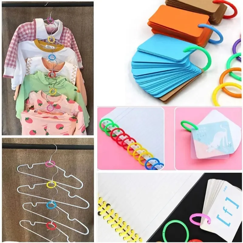 48-Pack 15mm Colorful Plastic Loose Leaf Rings for DIY Albums, Document Binding & Office Organization image 3