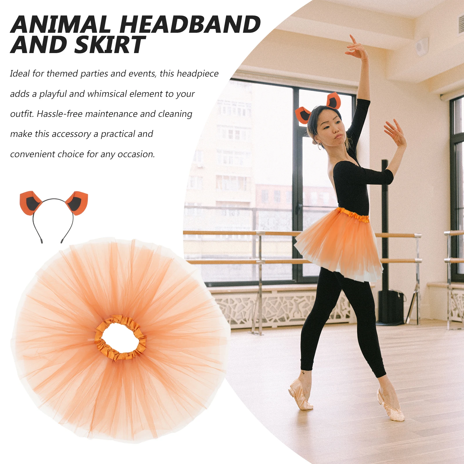 

1 Set Animal Themed Tulle Skirt Headband For Kids Horse Ears Costume Lightweight Party Halloween Cosplay Accessory Gift Women