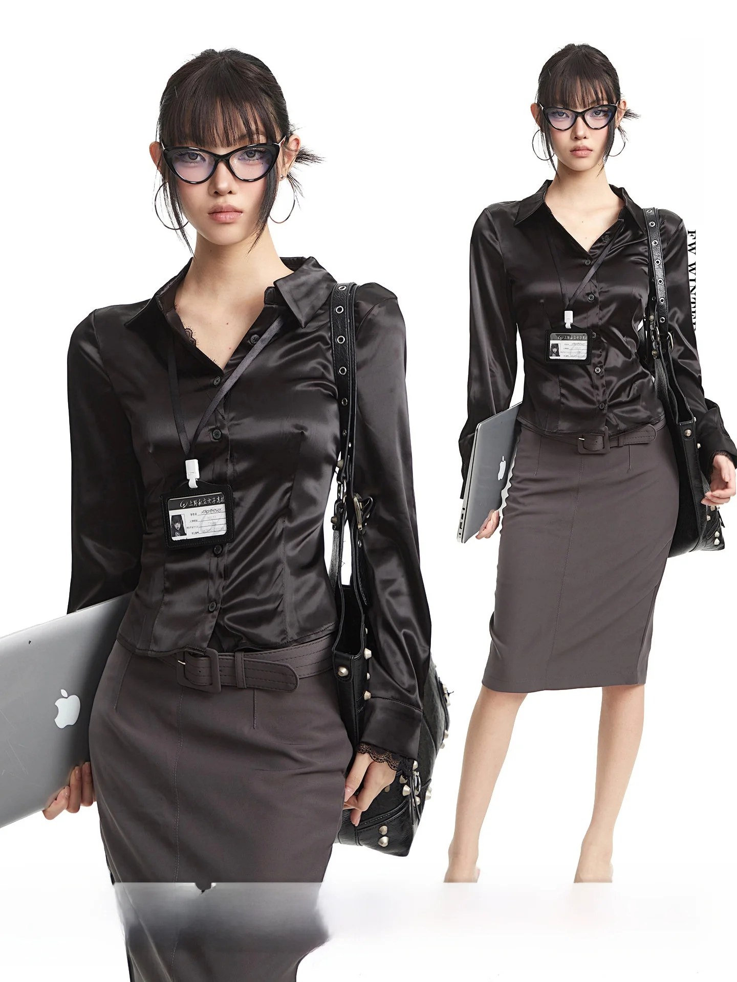 

Черный приталенный топ с длинным рукавом для женщин, ранняя осень, в стиле Spicy Girl, UNCMHISEX, корейский стиль, модный, женский.