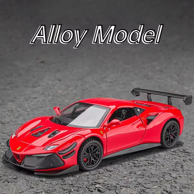 1:32 Ferraris 488 Supercar Alloy Car Diecasts & Toy Vehicles Car Model Sound and light Pull back Car Toys For Kids Gifts