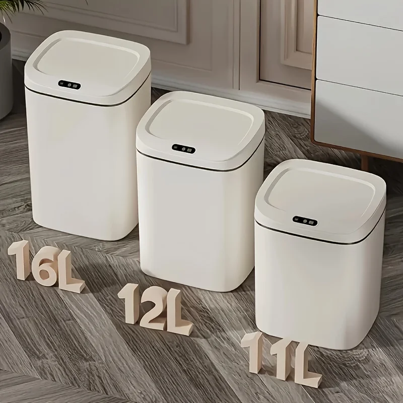 

"3.69Gal Smart Trash Can w/Motion Sensor, Battery-Powered, Anti-Fingerprint & Quiet Cover - for Kitchen, Office, Bathroom"
