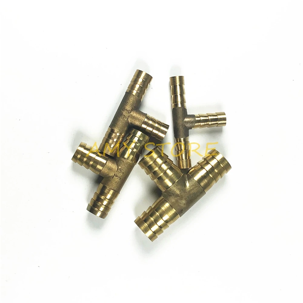 1pcs 6 8 10 12mm BRASS Equal T Hose Joiner Piece 3 WAY for Fuel Water Air Oil Tube TEE Connector Adapter Coupler