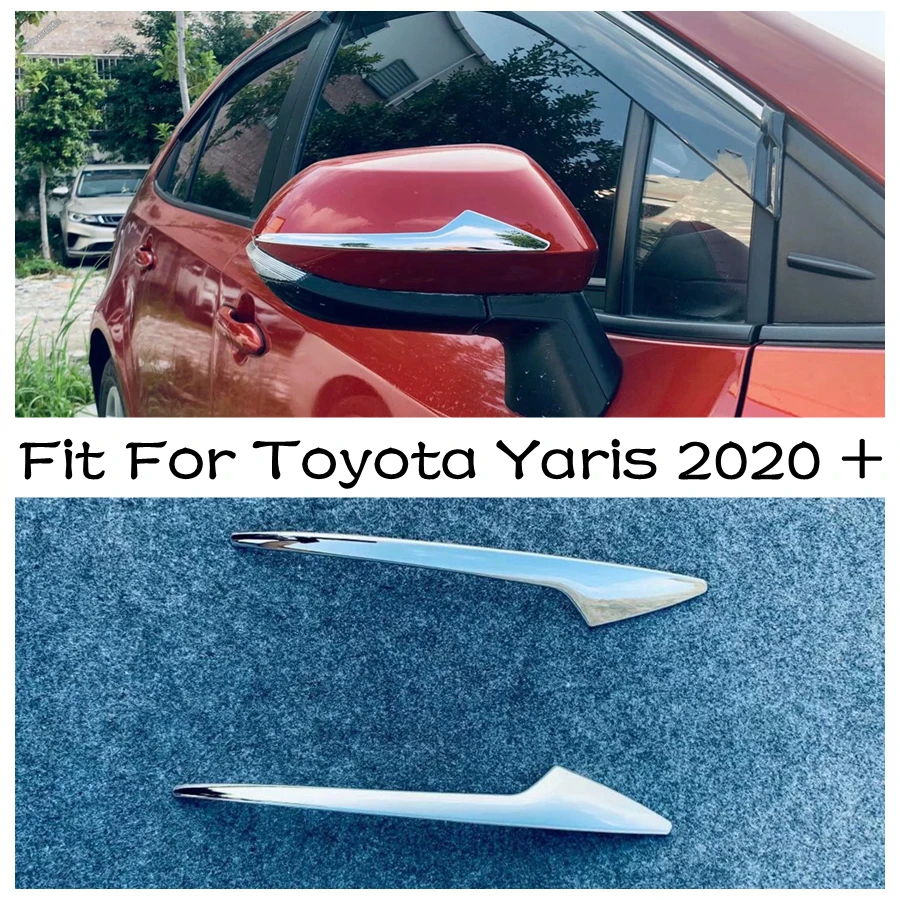 

Chrome Side Door Rear View Mirror Cover Trim Garnish Molding Overlay Strip 2PCS Fit For Toyota Yaris 2020 2021 Accessories