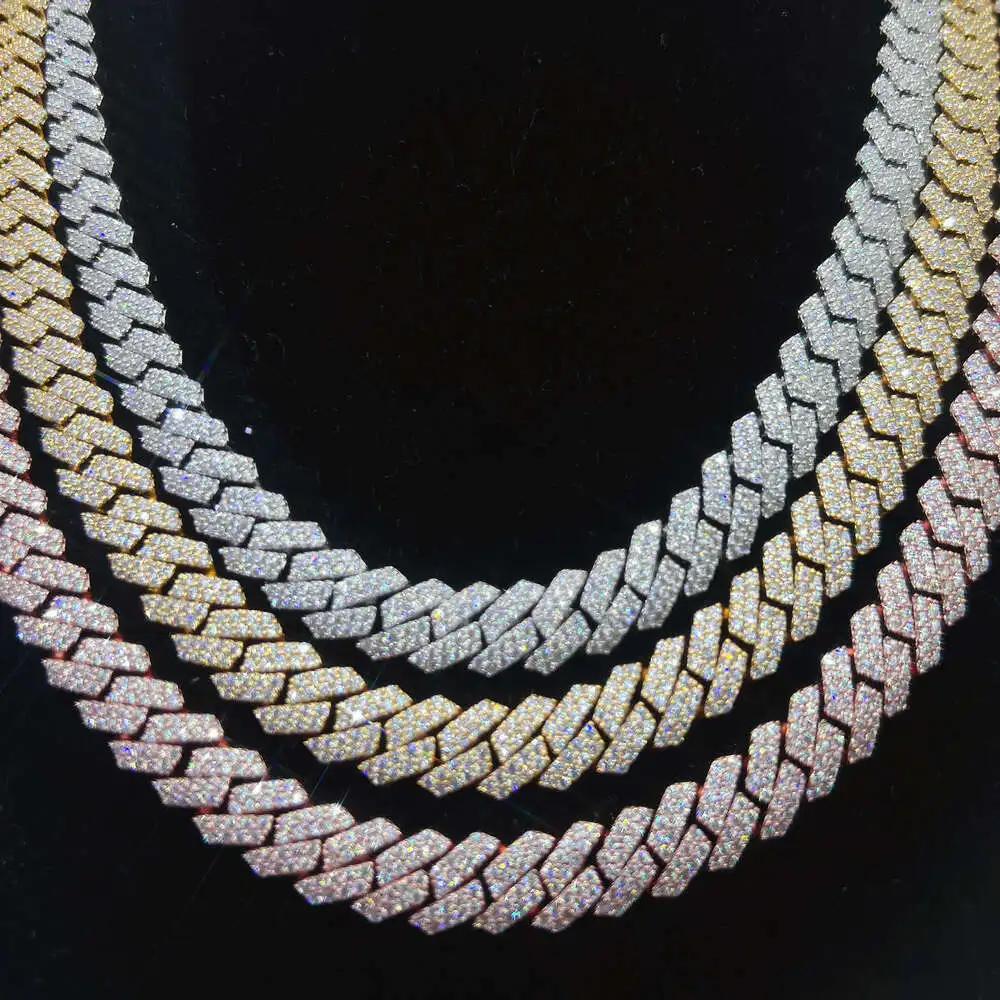 

2024 Selling Fine Jewelry 10mm Width 925 Silver Vvs Moissanite Iced Out Cuban Link Chain Necklace