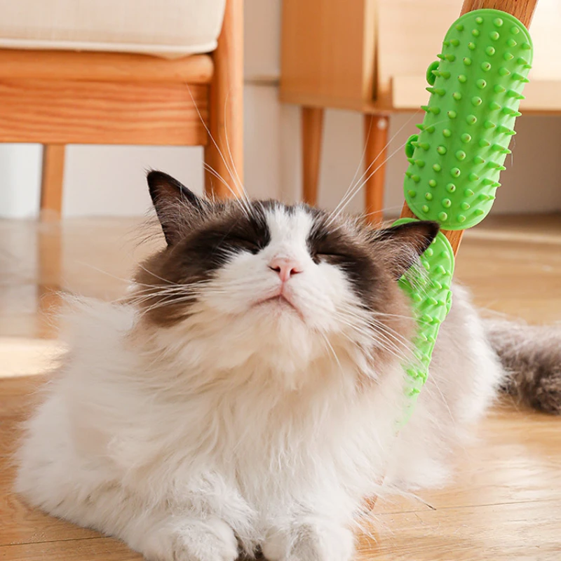 หวีนวดกำจัดขนแมวสัตว์เลี้ยงแปรงขัดเกาให้แมวหวีทำความสะอาดด้วยตัวเองติดผนังมุมแมวเกา