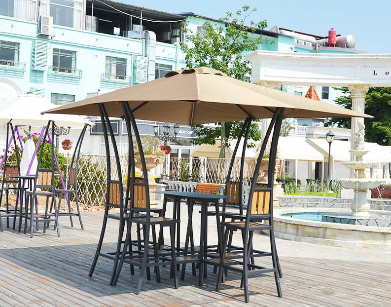 Courtyard aluminum alloy villa, hexagonal leisure pavilion, outdoor garden sunshade, anti-corrosion wooden pavilion with light