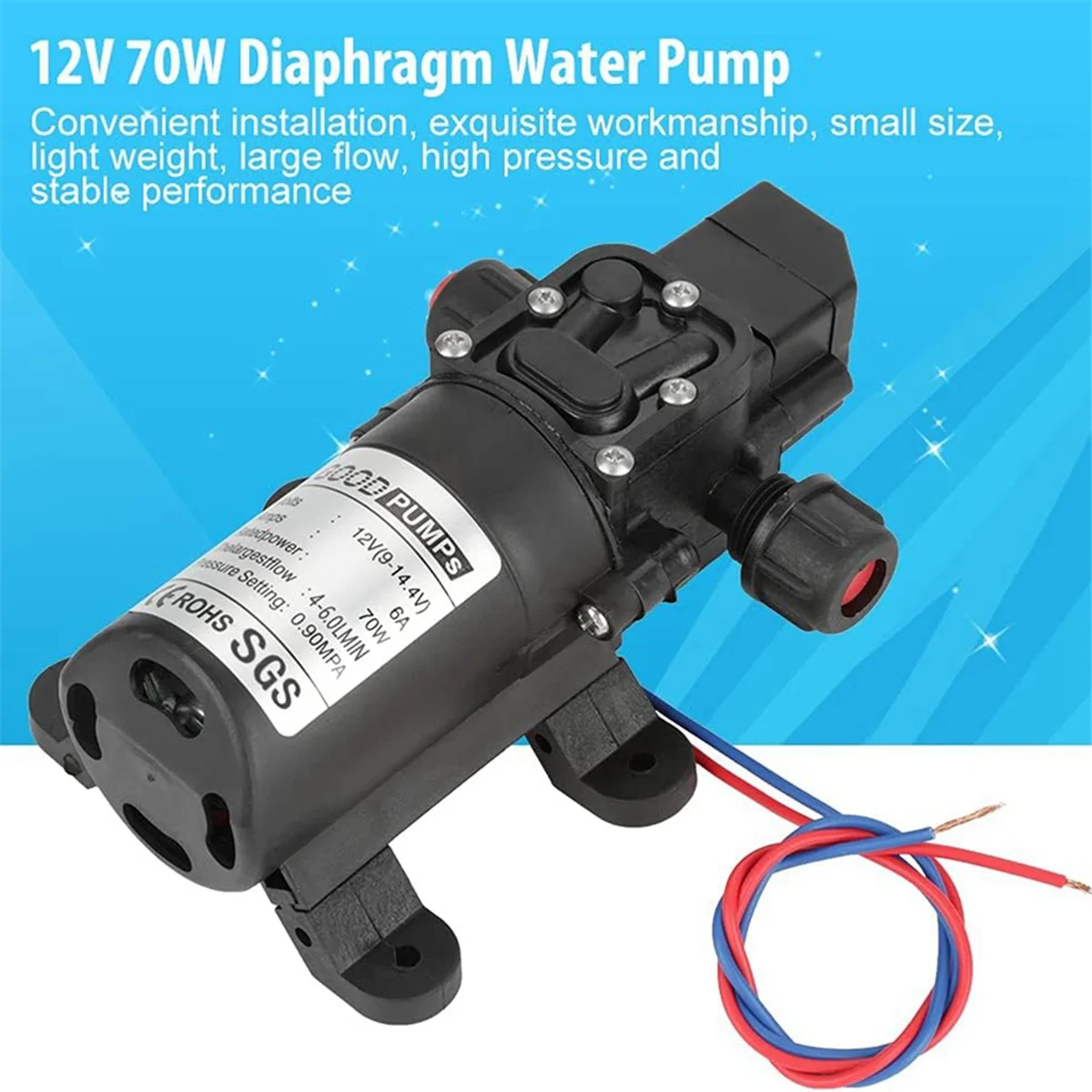 12V Water Pump, 12 Volt Water Pump, DC 12V 6A 70W Electric Water Pump, Self-Priming Water Pump-High Pressure, 12V Pump