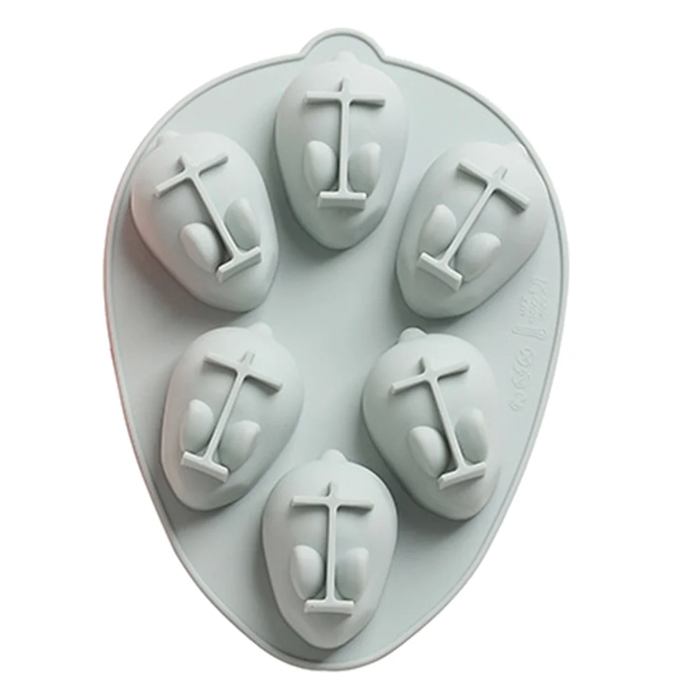 

1Pcs 3D Bunny Cake Mold DIY Silicone Cookies Pudding Baking Tool Blue 6 Holes Safe Cartoon Shape Cake Mold