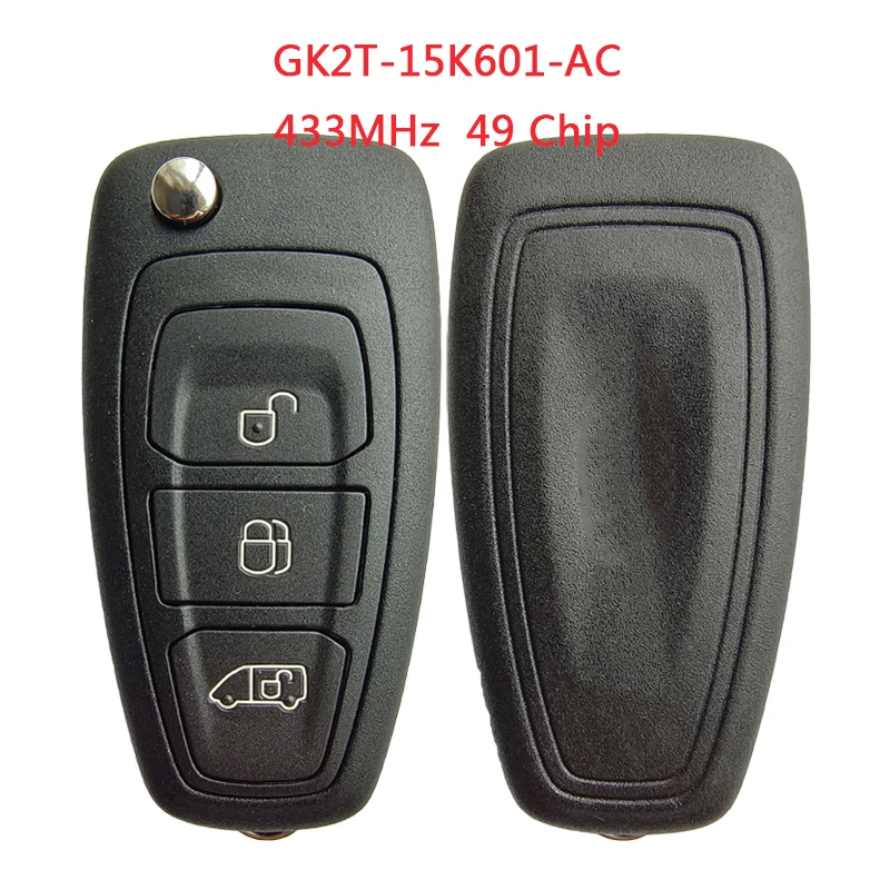 AK018083-1 Original PN GK2T-15K601-AC For Ford Flip Remote Control Key 3 Button 433MHz 49 Chip A2C94409000