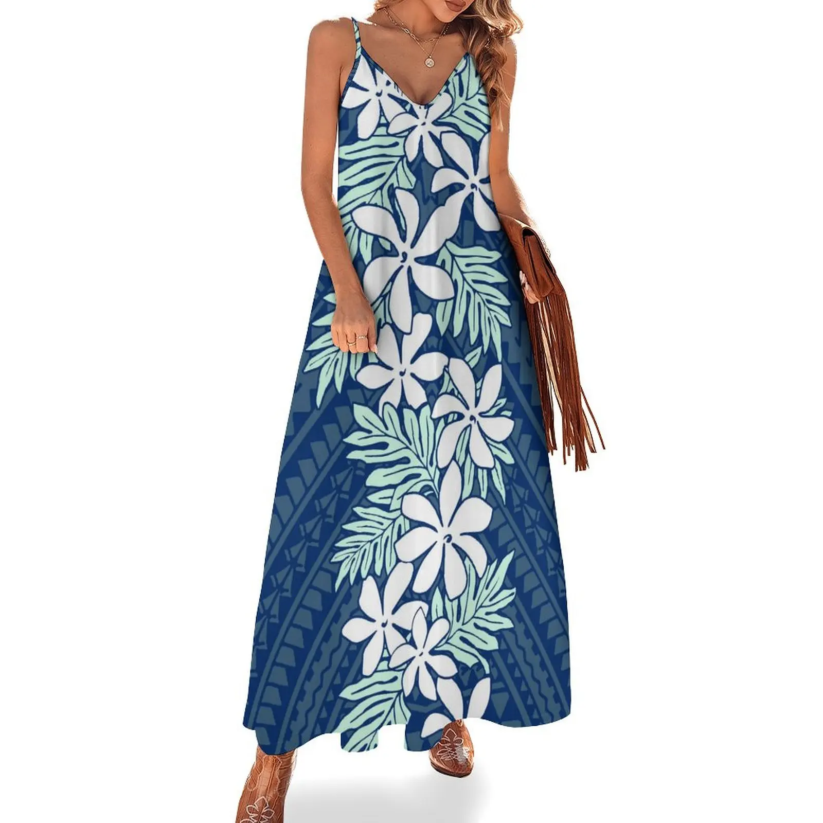 Abito allacciato alla caviglia, Abito in tessuto, Polini, Sini, Summer Island, Abito da spiaggia Sarong, Abito estivo da donna, Design stampato su misura