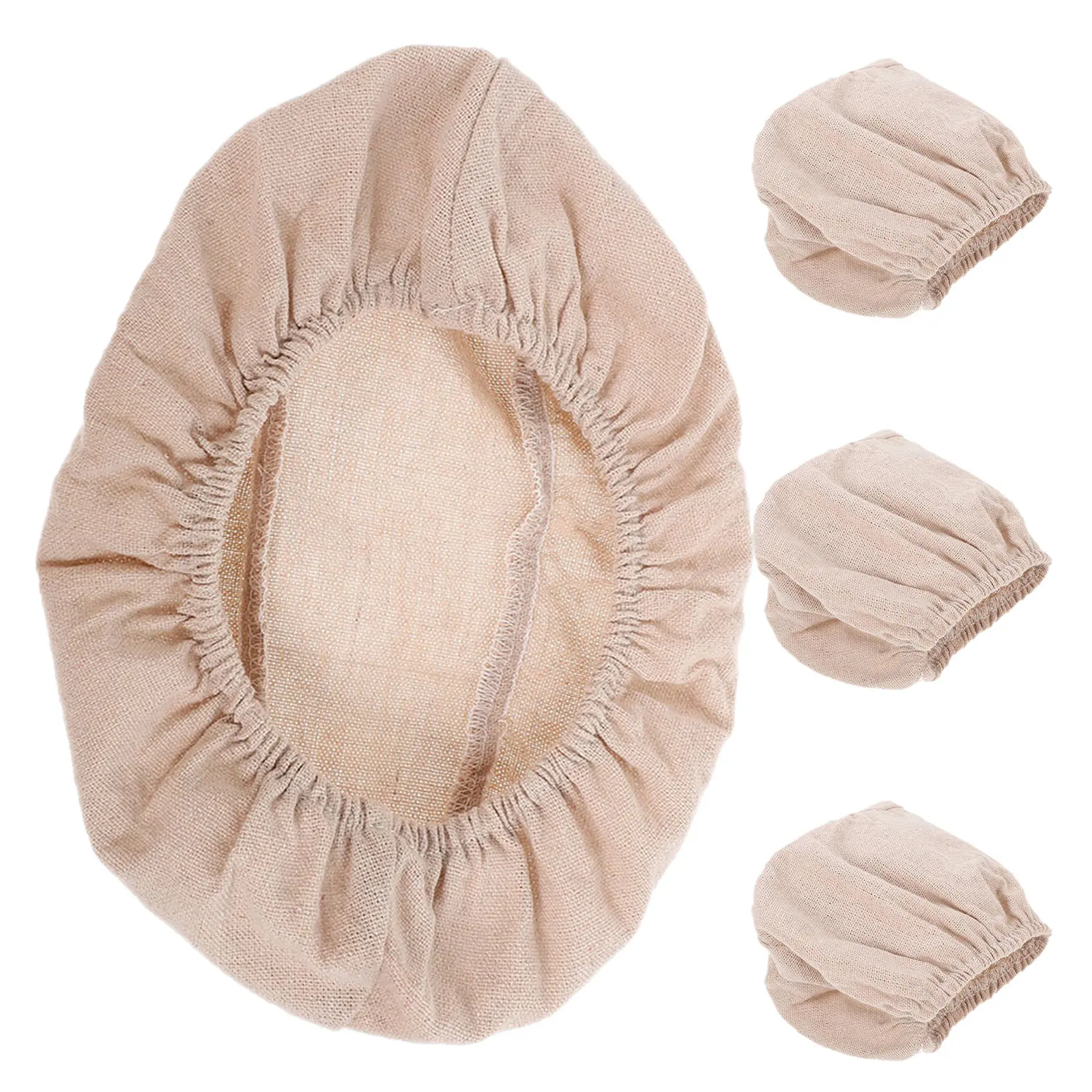 4 Fundas de Lino para Cesta de Pan, Ovaladas, Lavables, Antiadherentes, para Fermentación de Masa de Pan de Levadura, Banneton